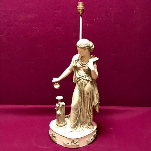 20th Century Painted Spelter Figural Lamp image-1