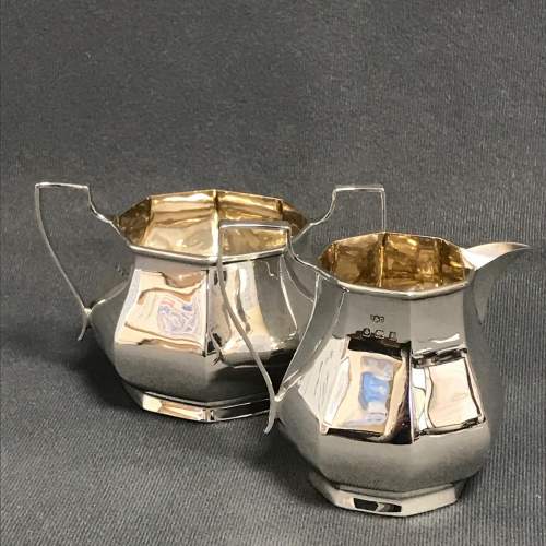 George V Silver Cream Jug and Sugar Bowl image-1