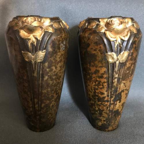 Pair of 1930s Sadoux of Paris Bronze Vases image-1