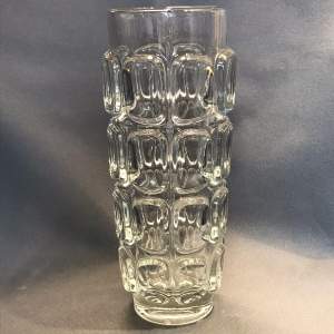 Libochovice Czech Clear Pressed Glass Vase