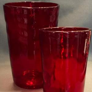 Pair of Whitefriars Glass Wave Ribbed Tumbler Vases