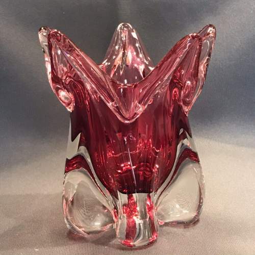 1960s Pink Glass Vase by Josef Hospodka for Chribska image-1