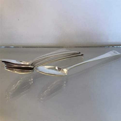 Set of Six Georgian Scottish Silver Tea Spoons and Masking Spoon image-1