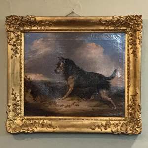 19th Century Oil Painting of a Dog