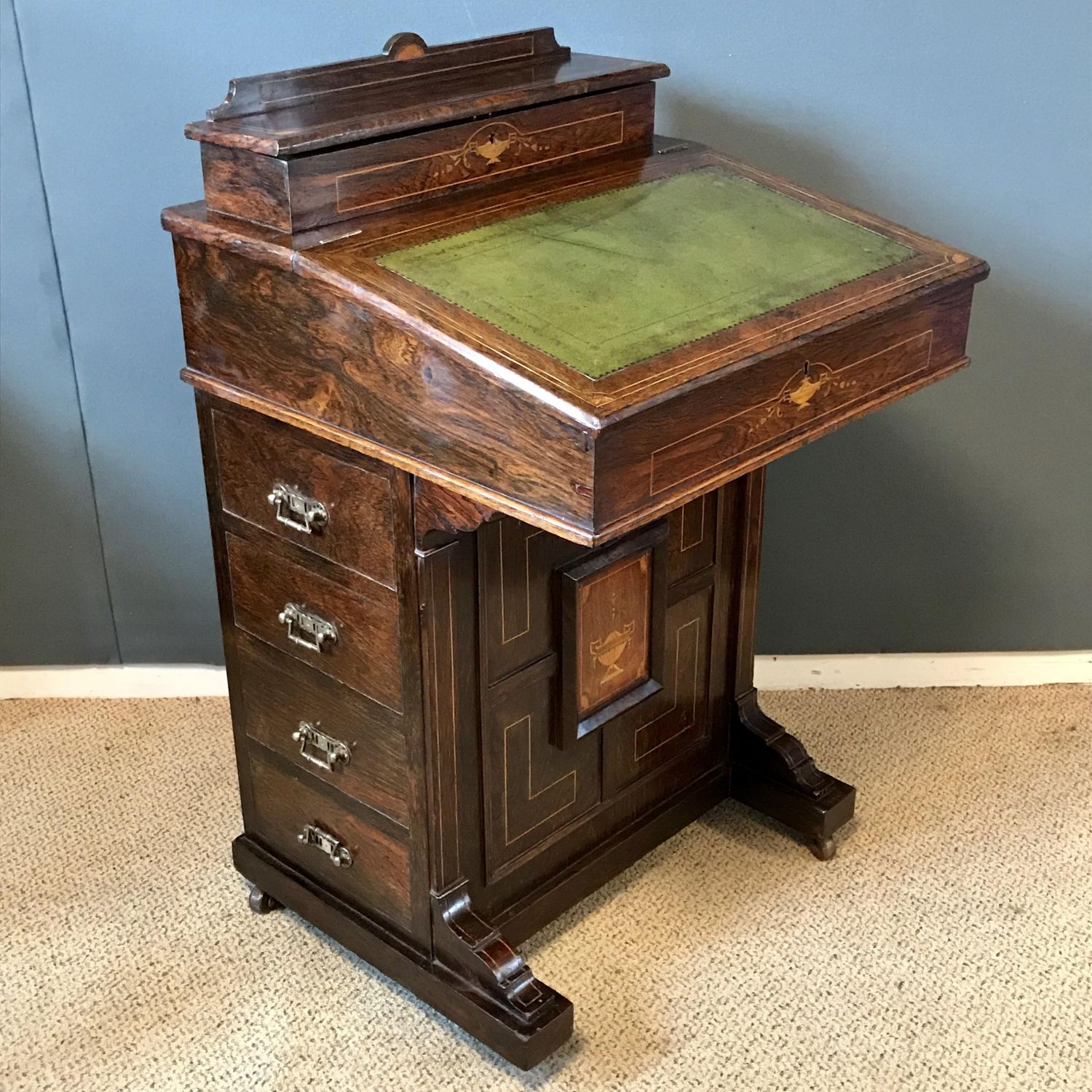 Edwardian Compact Rosewood Davenport Antique Desks Hemswell