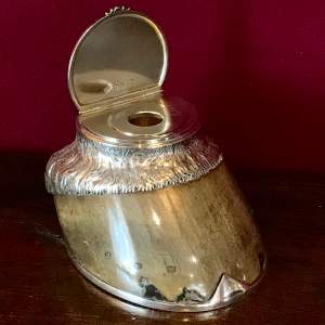 Fine Antique Silver Hoof Inkwell