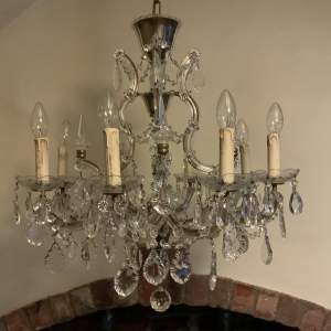 Beautiful French 8 Branch Crystal Draped Chandelier