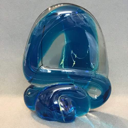 Mdina 1970s Blue and Clear Glass Sculpture image-1