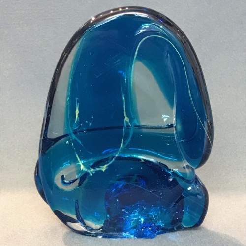 Mdina 1970s Blue and Clear Glass Sculpture image-3