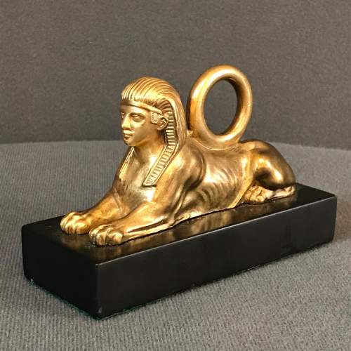 Late 19th Century Gilt Bronze Sphinx Paperweight image-1
