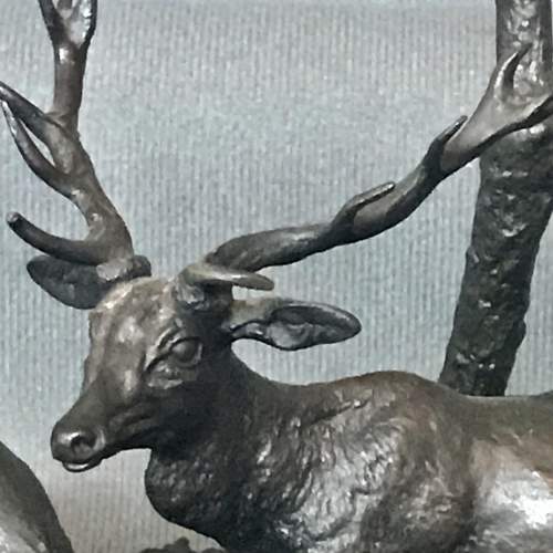 P J Mene Bronze of a Stag and a Deer image-2