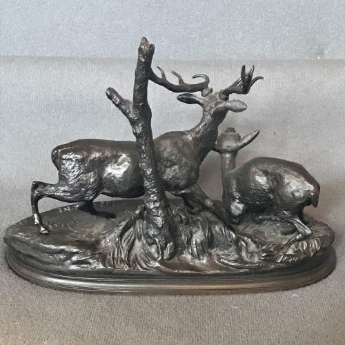 P J Mene Bronze of a Stag and a Deer image-4