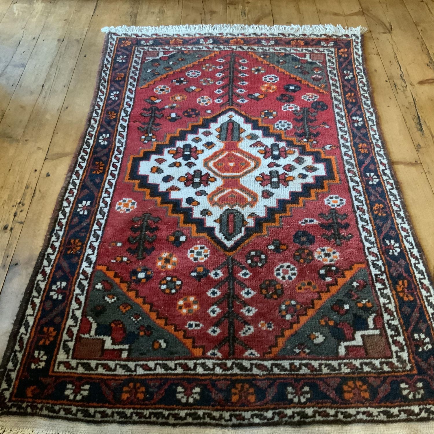 Old Hand Knotted Persian Rug Shiraz, Hand Knotted Rug