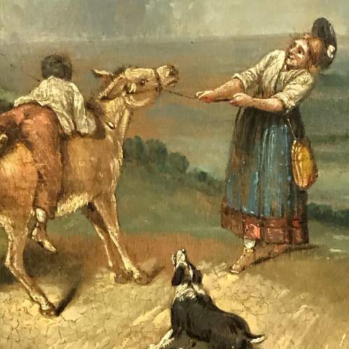 19th Century Oil on Board Landscape with Figures image-6