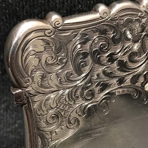 Victorian Silver Castle Top Engraved Card Case by Nathaniel Mills image-2
