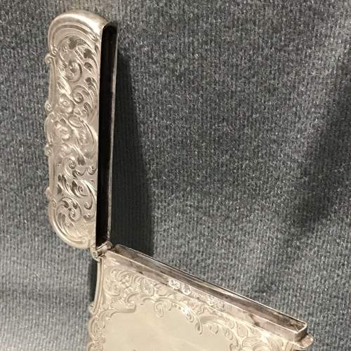 Victorian Silver Castle Top Engraved Card Case by Nathaniel Mills image-4