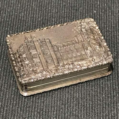 Fine Early Victorian Silver Castle Top Vinaigrette by Nathaniel Mills image-1