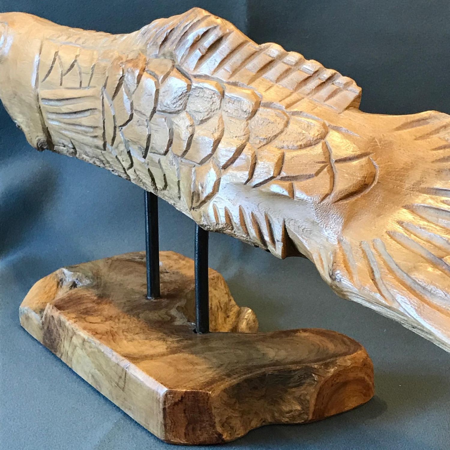 Hand Carved Stylised Wooden Fish Decorative Antiques