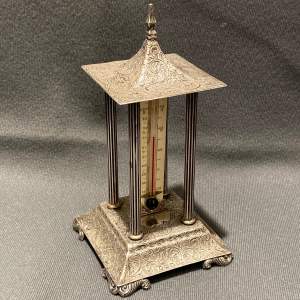 Early Victorian Joseph Wilmore Silver Pagoda Thermometer