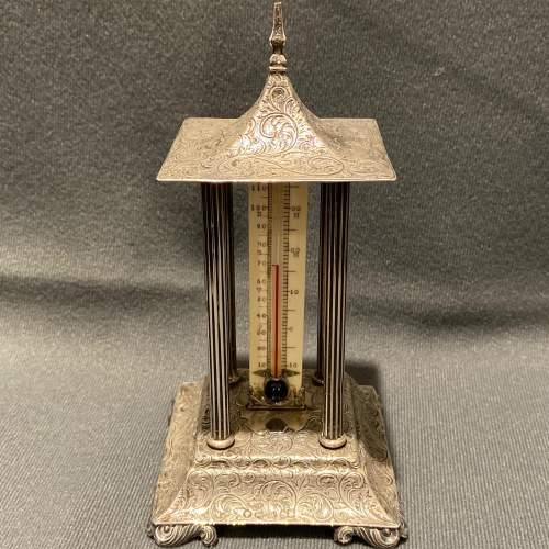 Early Victorian Joseph Wilmore Silver Pagoda Thermometer image-2