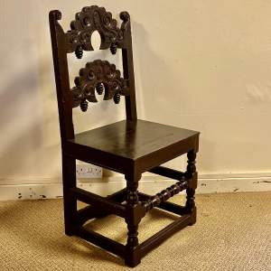 Charles II Style Oak Wainscot Chair