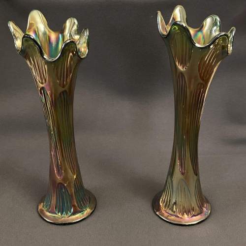 Pair of Fenton Carnival Glass Vases image-1