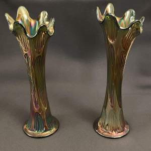 Pair of Fenton Carnival Glass Vases