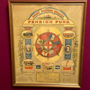 Great Eastern Railway Framed Pension Fund Certificate