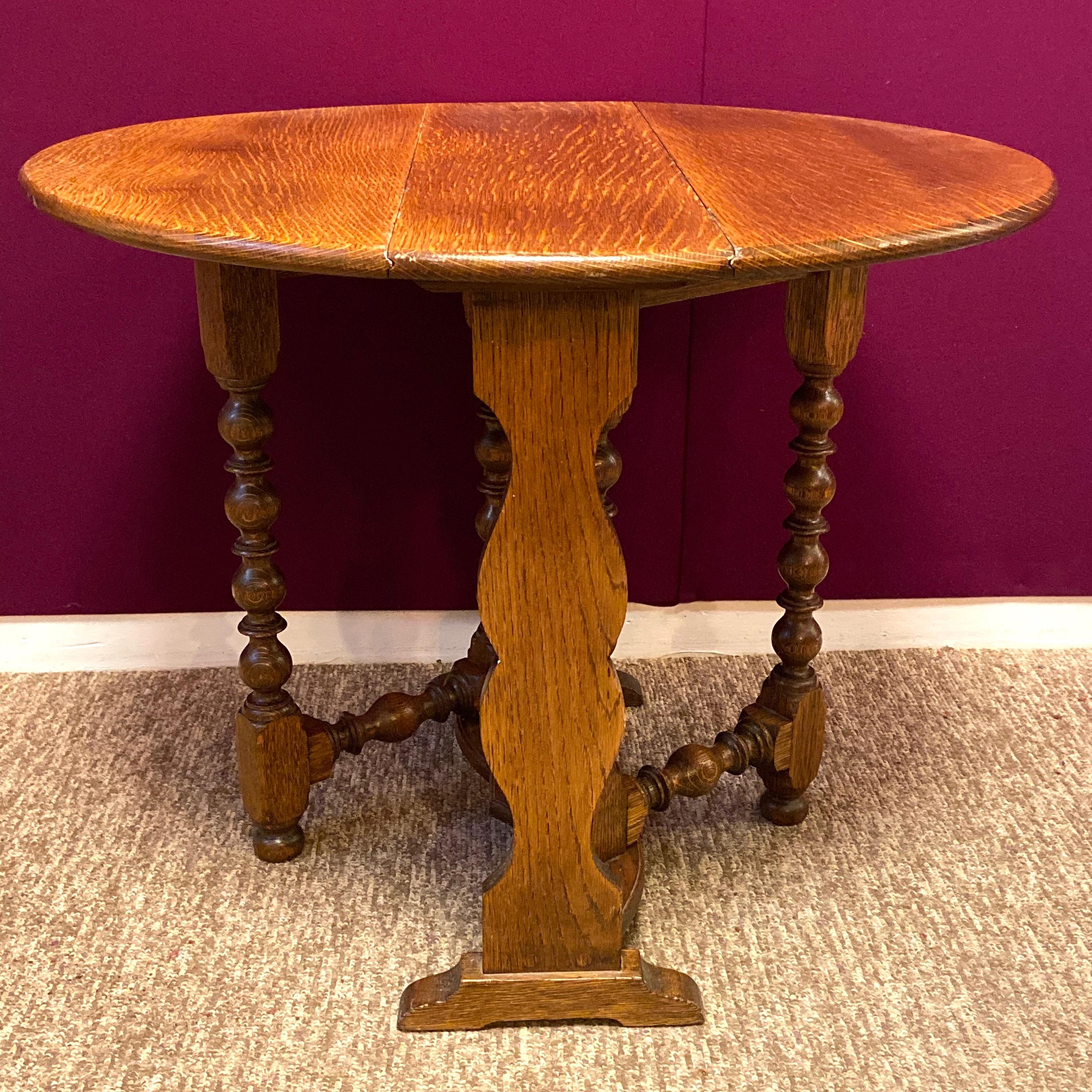 Small oak round side table