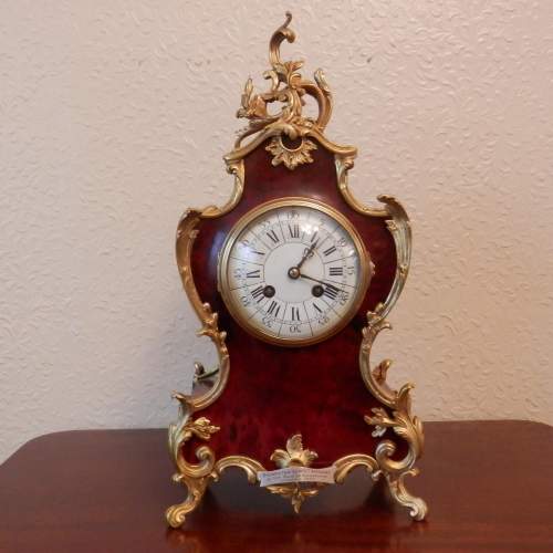 Red Tortoiseshell and Bronze Mounted French Clock by Richards image-1