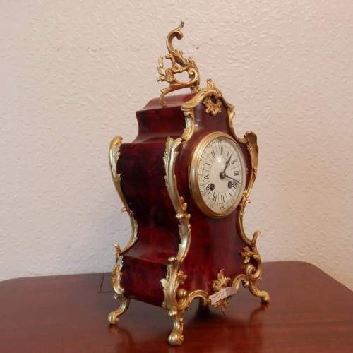 Red Tortoiseshell and Bronze Mounted French Clock by Richards image-2