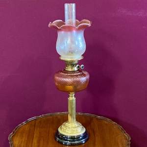 Victorian Brass Column Oil Lamp