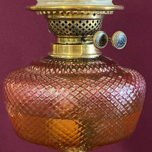 Victorian Brass Column Oil Lamp image-3