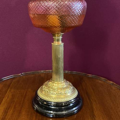 Victorian Brass Column Oil Lamp image-4
