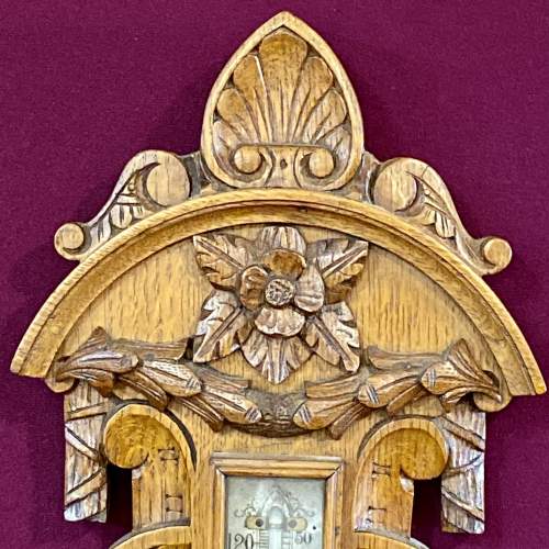 Carved Victorian Aneroid Barometer image-2