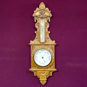 Carved Victorian Aneroid Barometer