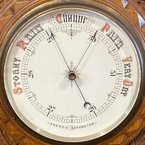 Carved Victorian Aneroid Barometer image-4
