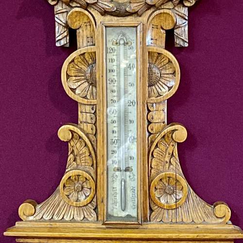 Carved Victorian Aneroid Barometer image-3