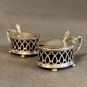 Early 20th Century Pair of Pierced Silver Mustards