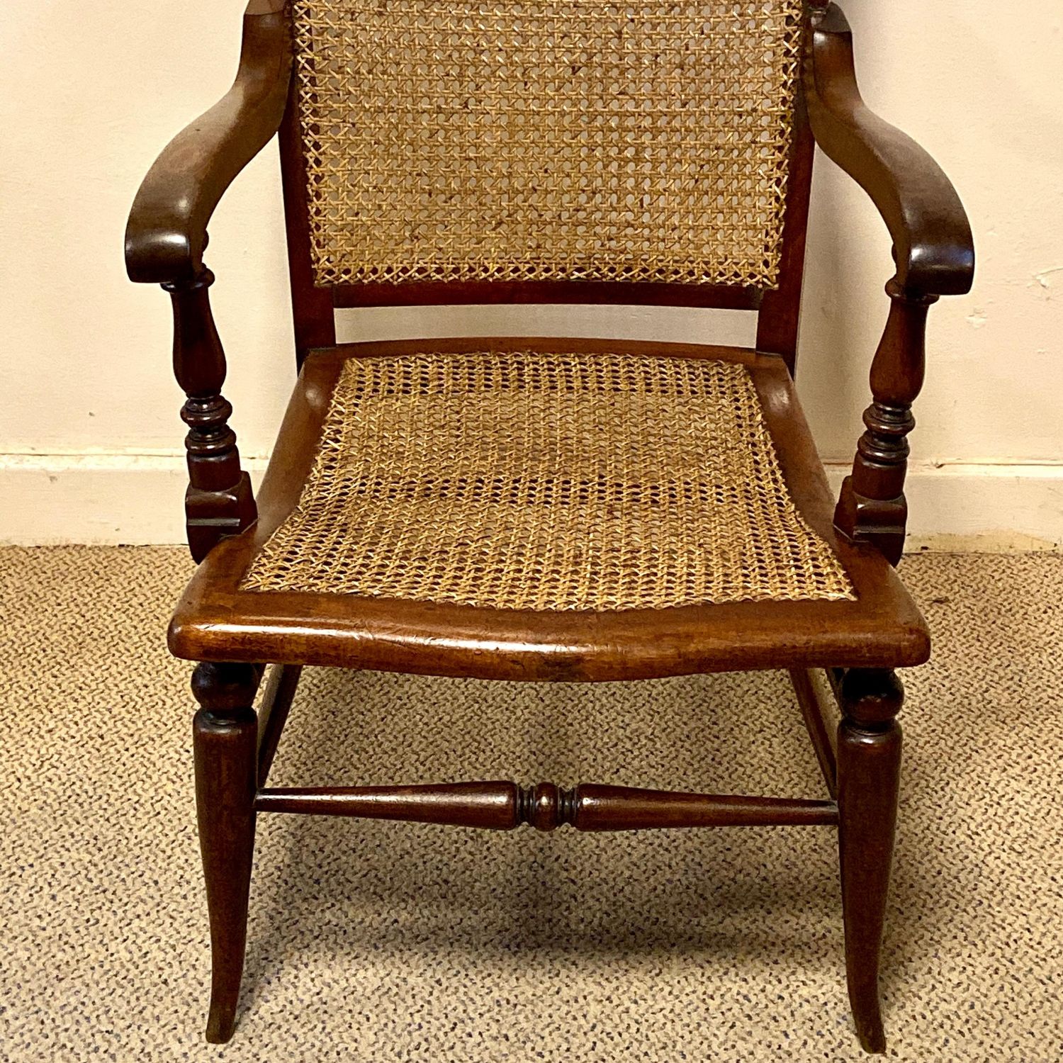 19th Century Mahogany Rattan Back and Seated Armchair