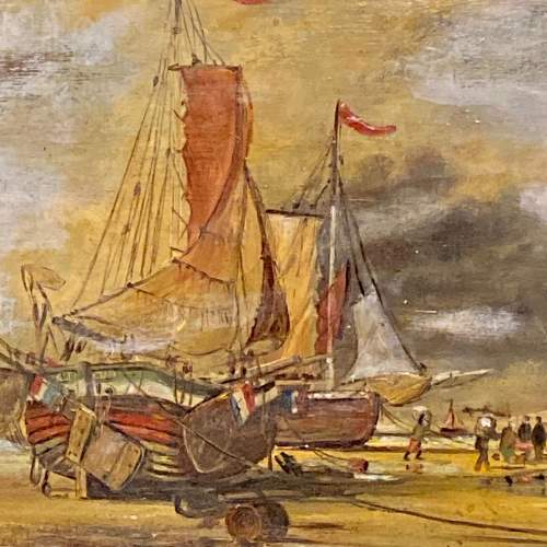 W Webb 19th Century Oil on Board of Anchored Boats image-2