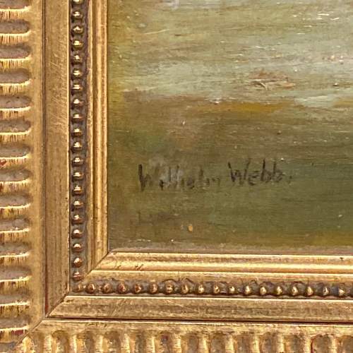 W Webb 19th Century Oil on Board of Anchored Boats image-3