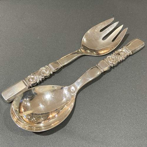 Matched Pair of Georg Jensen Silver Salad Servers image-1