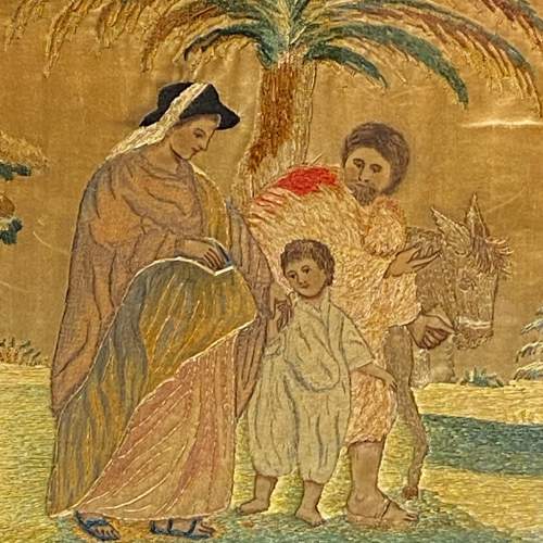 18th Century Silkwork Picture of a Family Scene image-2