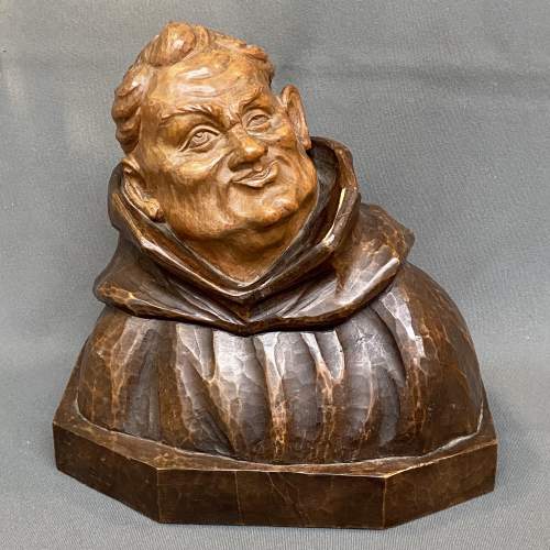 1930s Large Carved Wood Monk image-1