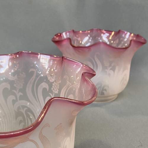 Pair of Signed St Louis Glass Oil Lamp Shades image-2