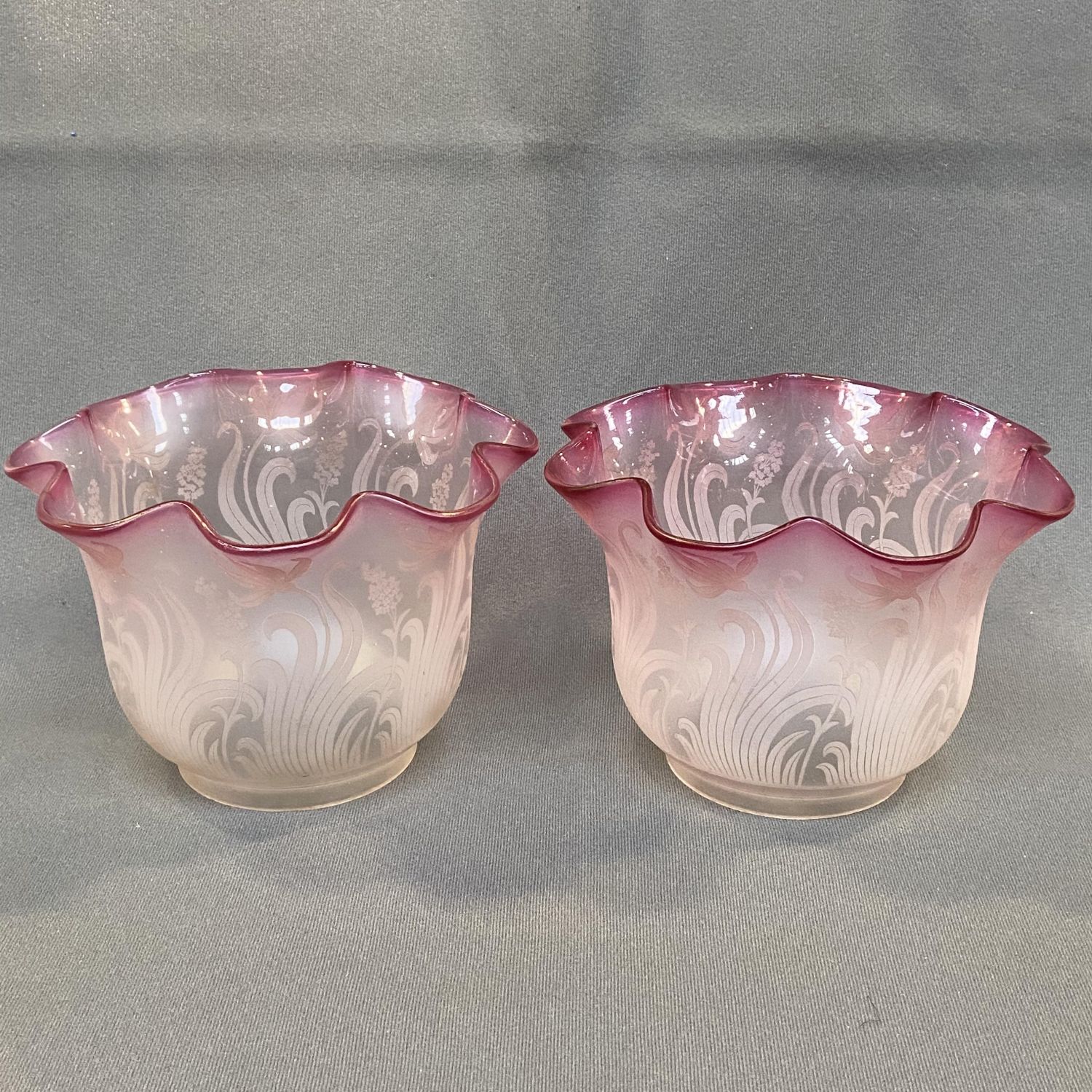Pair of Signed St Louis Oil Lamp Shades - Antique Glass - Hemswell Antique  Centres