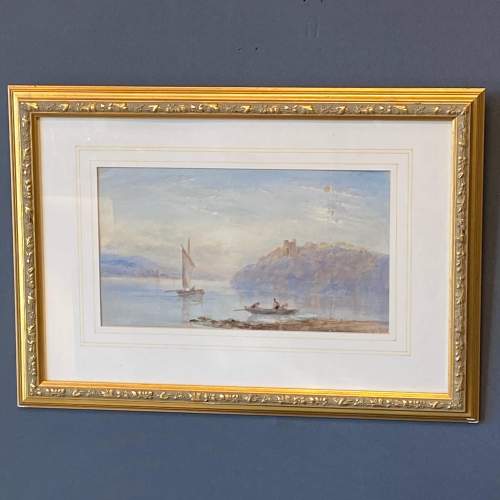 19th Century E Tucker Watercolour of a Lake Scene image-1