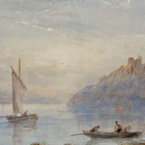 19th Century E Tucker Watercolour of a Lake Scene image-2