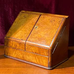 Late Victorian Burr Walnut Stationery Box